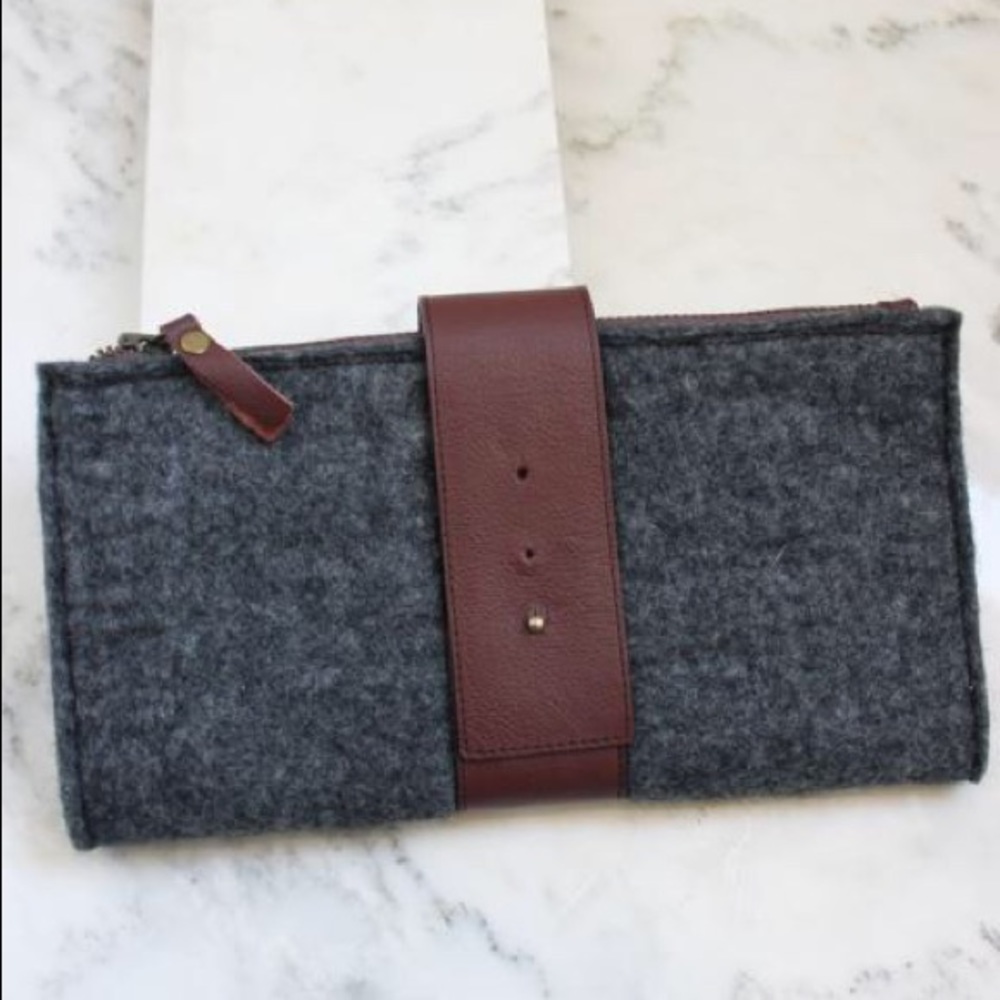 Bought Beautifully Felt and Leather Clutch